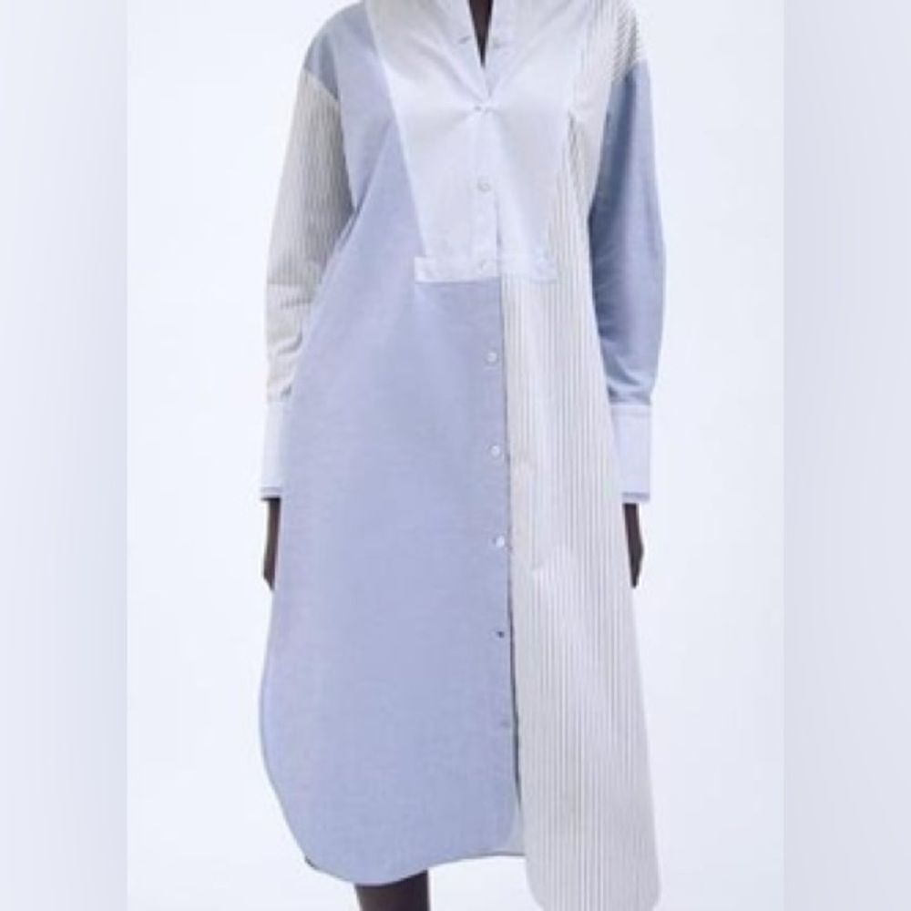 ZARA PATCHWORK SHIRTDRESS - Picture 3 of 6